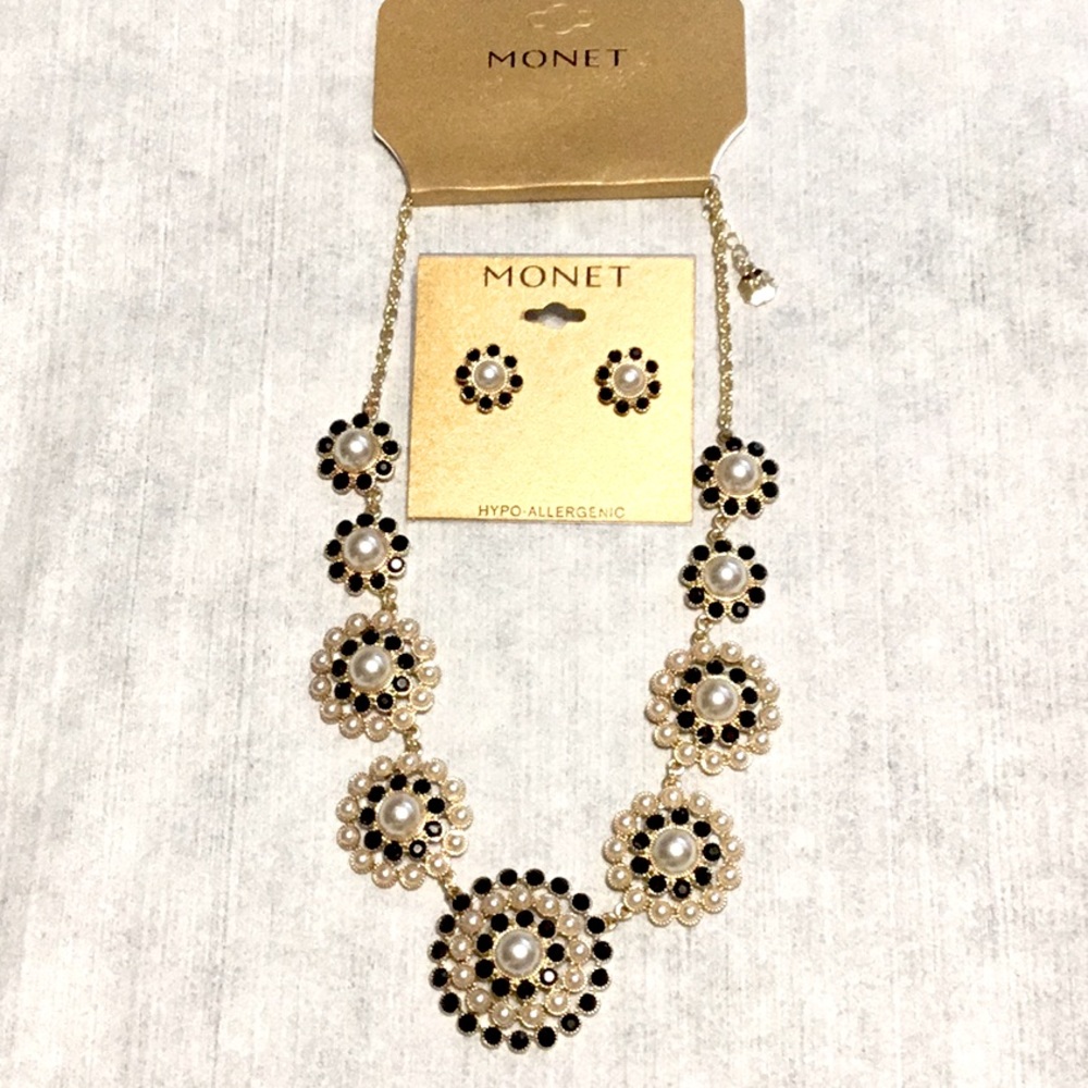 Monet necklace and earrings gold hypo allergenic